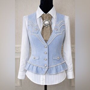 OOAK Jones New York Necktie Necklace Pearl Rhinestone Brooch Pearl Necklace